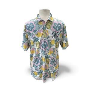 Swannies Men’s Size Medium 18 Shots Floral Short Sleeve Golf Polo Shirt